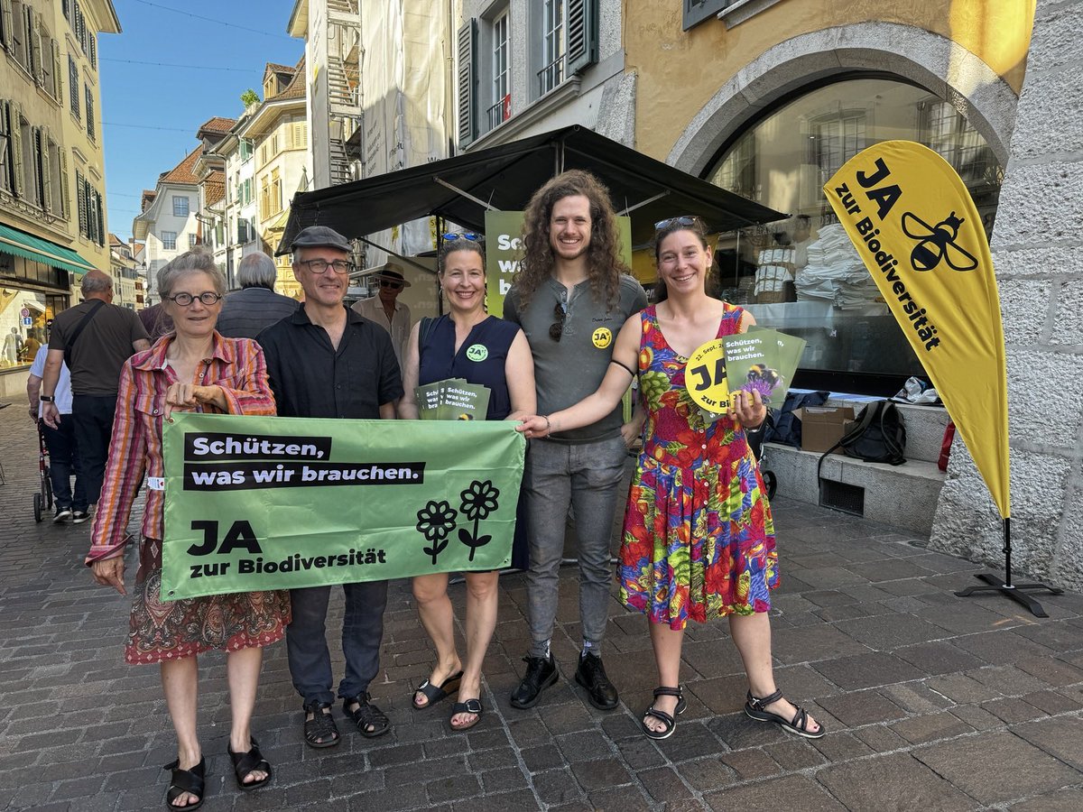 GRÜNE heute in Solothurn auf der Strasse für die Biodiversitätsinitiative. Das Thema stösst auf Resonanz!🐞🐝🌻 #schützenwaswirbrauchen #biodiversität