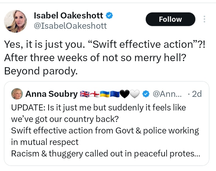 MrTibblesNewEra's tweet photo. You're right. The action hasn't been swift enough. You and Tice are still out and about. 
@IsabelOakeshott https://t.co/s6Y1hP111B