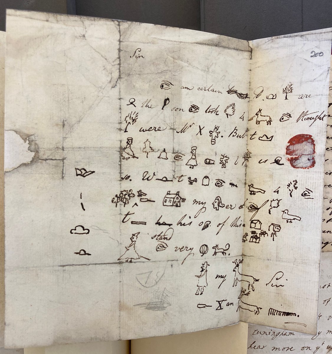 claireelder's tweet image. Love this letter with pictograms found in the middle of an undated volume of correspondence in the Erskine papers yesterday, from a father to his son. @natlibscot