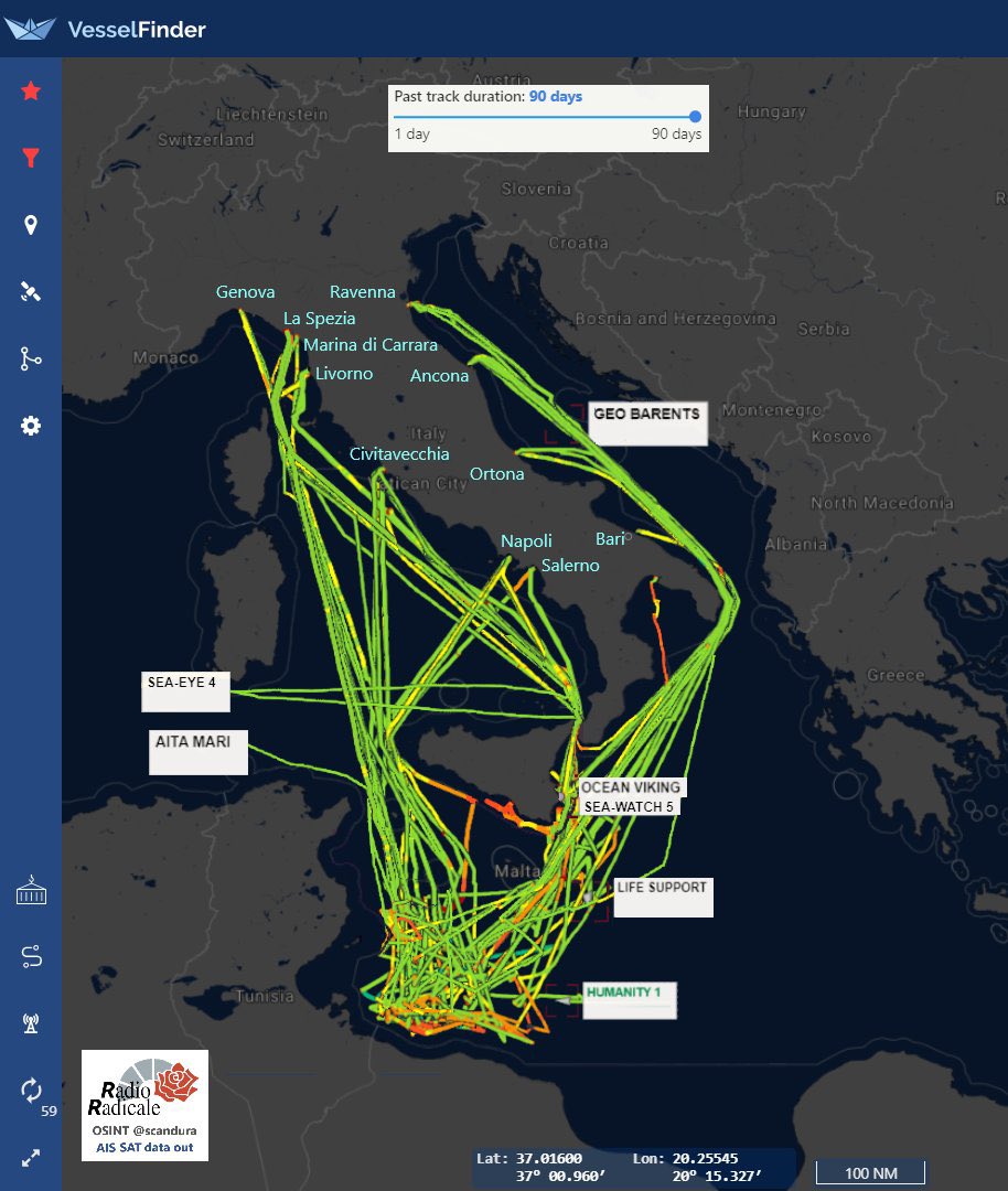 mariannaaprile's tweet image. Forse così si capisce meglio: questa è la preziosa mappa delle rotte vessatorie assegnate dal Viminale alle navi ONG dopo i salvataggi in mare. L’ha fatta @scandura e vale più di mille chiacchiere. Quelle rotte sono soprusi. Sulla pelle dei migranti e di chi prova a salvarli.