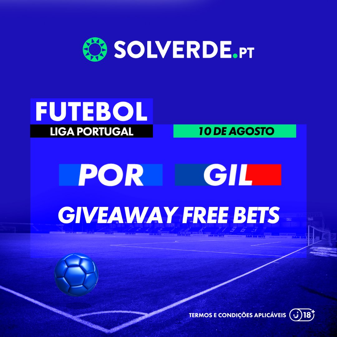 GIVEAWAY FREE BETS 🚨
Porto x Gil Vicente

Porto vence por + de 2 golos? = Sorteio de 10 free bets de 10€!

ℹ️ Só tens de nos seguir, partilhar / RT e responder com o teu username Solverde.pt

Aposta no jogo 🌍 sol-ver.de/3FHuKkZ

Sorteio dia 12 de Agosto.