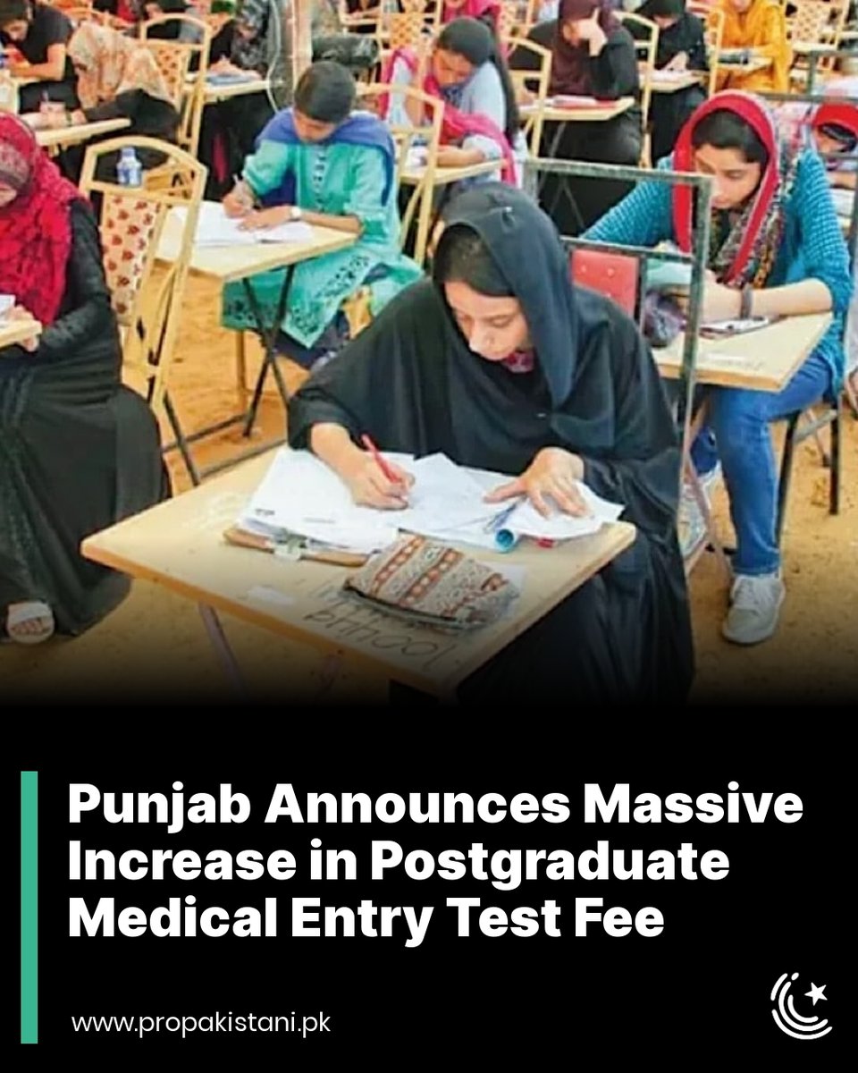 ProPakistaniPK's tweet image. Aspiring doctors will now need to pay Rs. 10,000 to take the MS and MD entrance exams, marking a 66% increase from the previous fee of Rs 6,000.

Read More:  propakistani.pk/2024/08/10/pun… 

#EntranceTest #TestFee #Postgraduate #MedicalDegree #Punjab