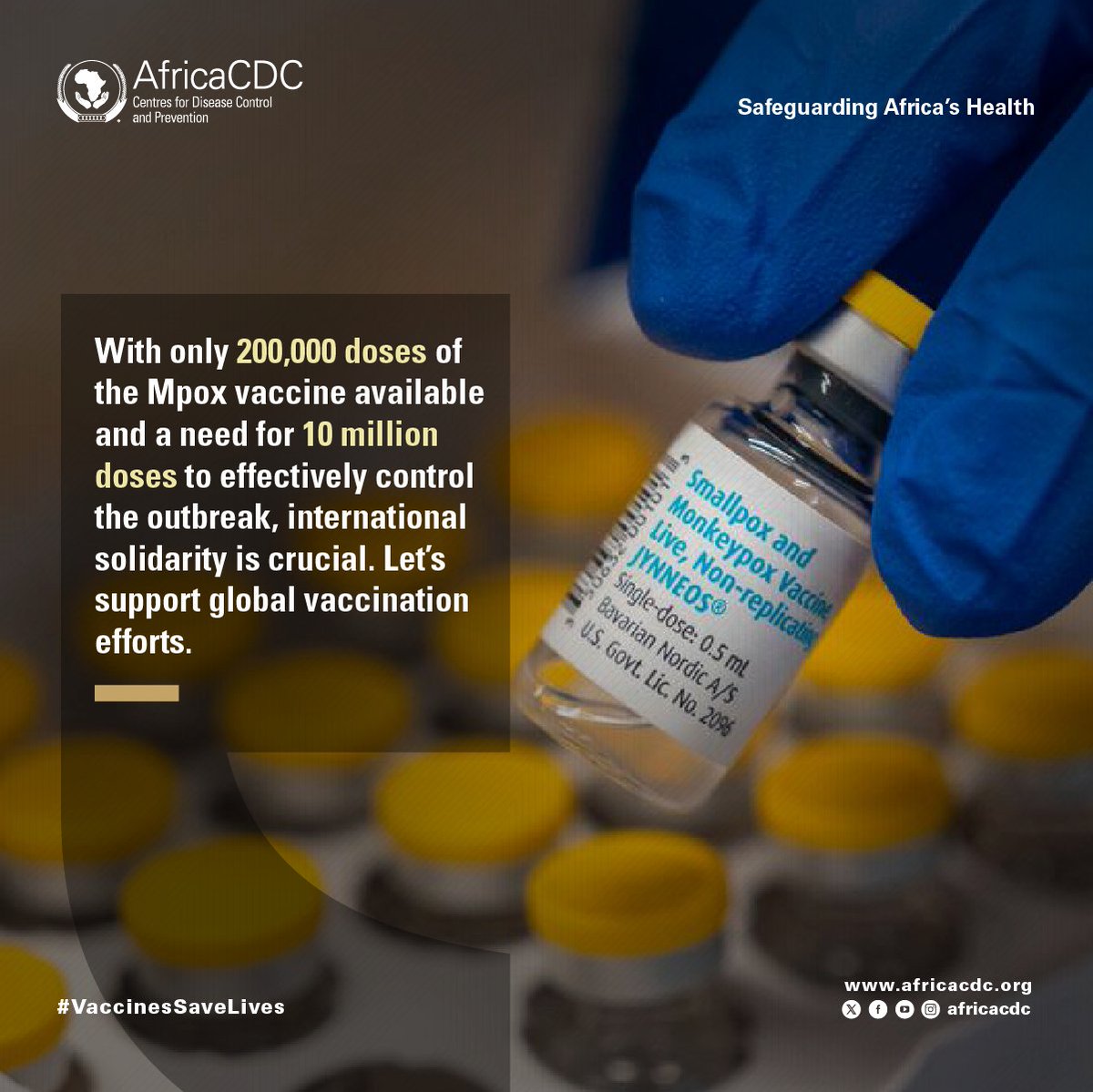 With just 200,000 Mpox vaccine doses available out of the 10 million needed to control the outbreak, global solidarity is essential. Let’s unite in supporting vaccination efforts worldwide. #VaccinesSaveLives