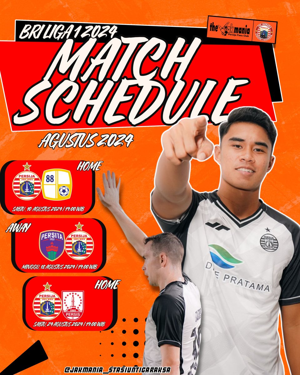 TIGARAKSA STATION (@_jstigaraksa) on Twitter photo Perjalanan <a href="/Persija_Jkt/">Persija Jakarta</a> di BRI Liga 1 2024/2025 akan dimulai malam ini. Berikan hasil yang terbaik, Can!
#PersijaDay #PersijaSelamanya #JakmaniaStasiunTigaraksa Perjalanan <a href="/Persija_Jkt/">Persija Jakarta</a> di BRI Liga 1 2024/2025 akan dimulai malam ini. Berikan hasil yang terbaik, Can!
#PersijaDay #PersijaSelamanya #JakmaniaStasiunTigaraksa