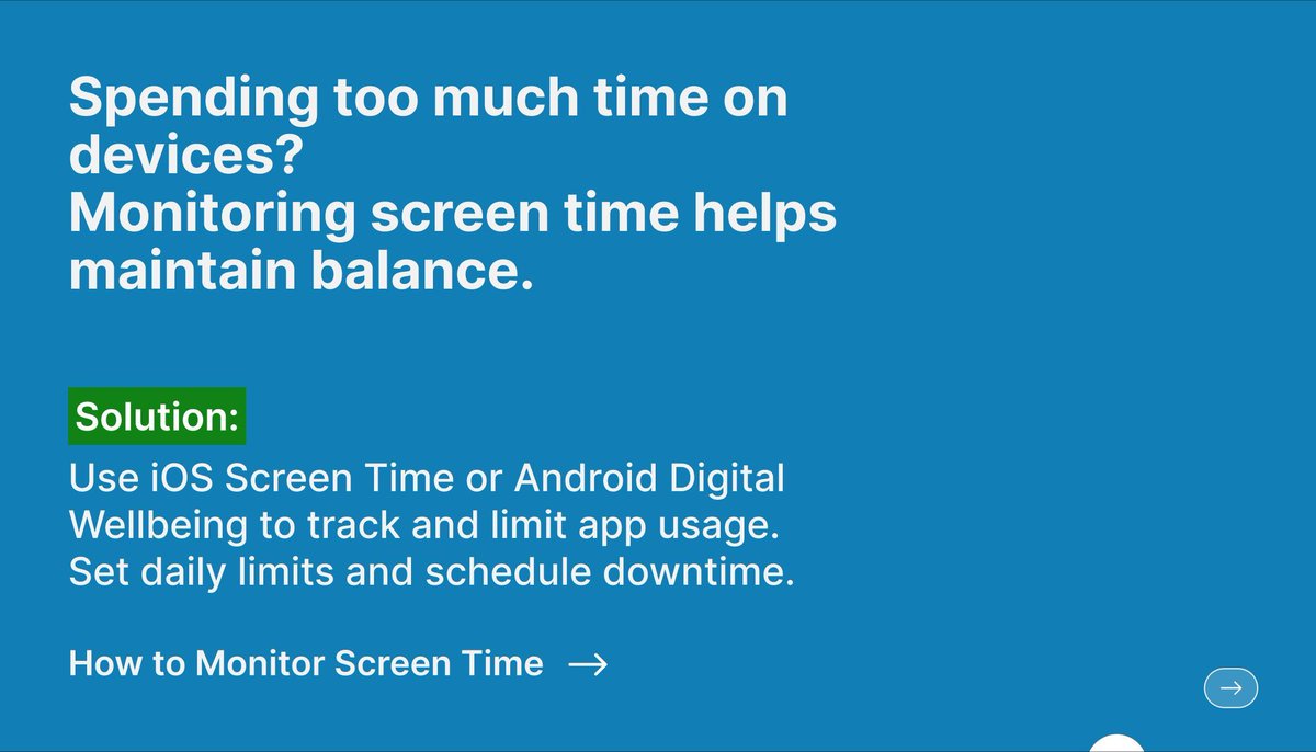 Nimblechapps's tweet image. Finding balance in our tech-driven world!

Use iOS Screen Time or Android Digital Wellbeing to track and limit app usage.

#TechBalance #ScreenTime #Nimblechapps #MobileAppDevelopment #WebsiteDevelopment