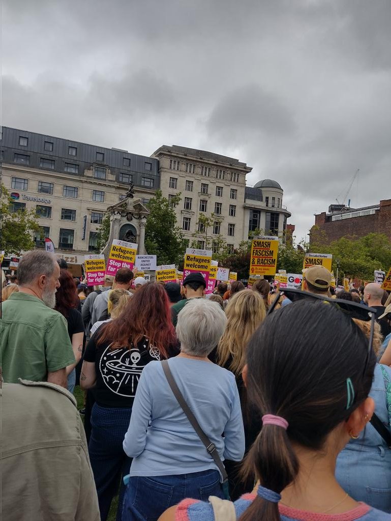 Massive, massive turnout in Manchester against racists and facists. You cant move in Piccadilly Gardens. Whose streets? Our streets? #manchester #antiracism