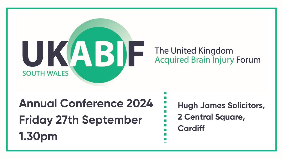 SWalesABIF (@swalesabif) on Twitter photo Save the date for our Annual Conference 2024!
Register your interest now by emailing kat.jones@casemanagementcymru.co.uk
#ukabif <a href="/UKABIF/">United Kingdom Acquired Brain Injury Forum</a> #braininjury #abi #southwales Save the date for our Annual Conference 2024!
Register your interest now by emailing kat.jones@casemanagementcymru.co.uk
#ukabif <a href="/UKABIF/">United Kingdom Acquired Brain Injury Forum</a> #braininjury #abi #southwales