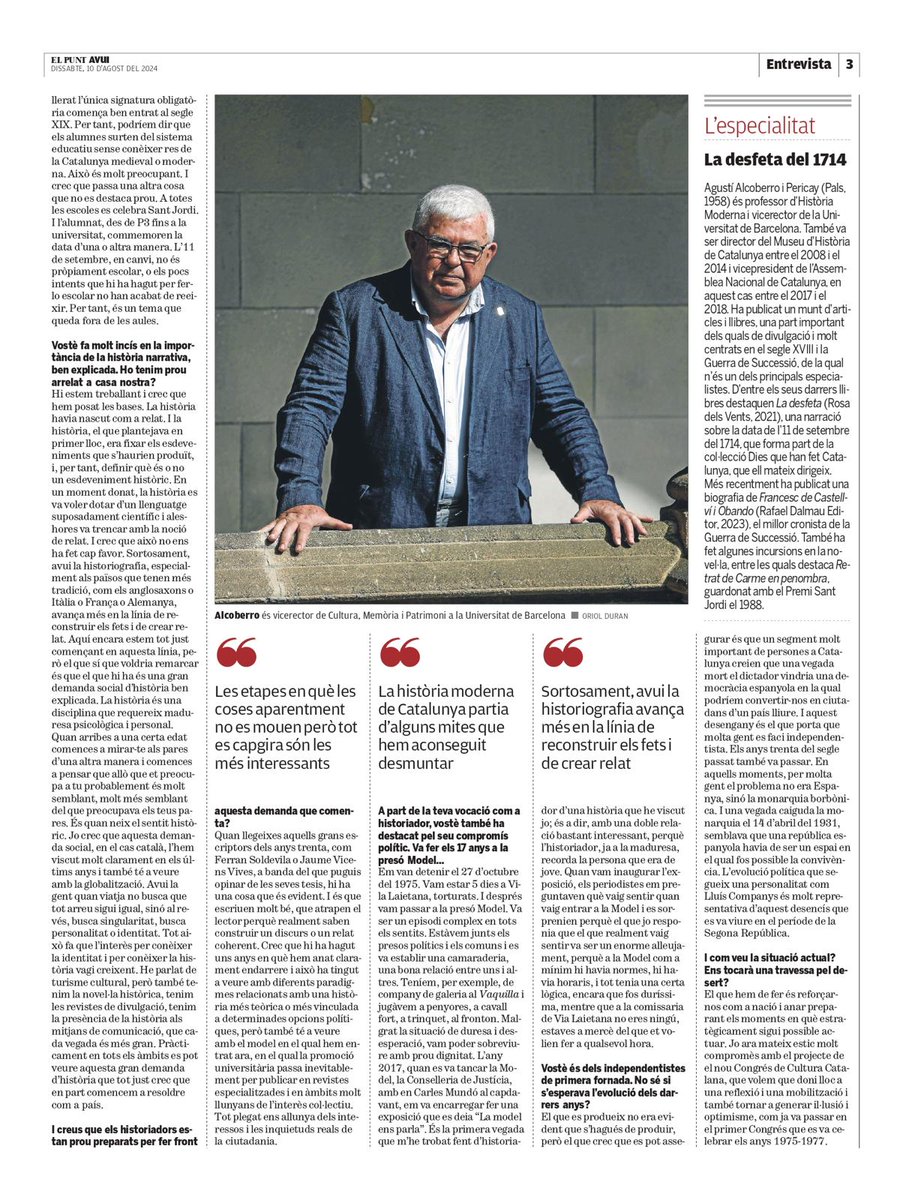 Història Moderna UB (@modernaub) on Twitter photo ☀️Aquest dissabte podeu llegir el Vicerector <a href="/AgustiAlcoberro/">Agusti Alcoberro</a>, professor de <a href="/ModernaUB/">Història Moderna UB</a> <a href="/GH_UB/">Facultat de Geografia i Història UB</a>, a <a href="/elpuntavui/">El Punt Avui 🎗️</a>. Interessant entrevista sobre la vocació per la Història i l'estat de la historiografia modernista a Catalunya: "El discurs sobre l'Època Moderna s'ha renovat del tot" 👇 ☀️Aquest dissabte podeu llegir el Vicerector <a href="/AgustiAlcoberro/">Agusti Alcoberro</a>, professor de <a href="/ModernaUB/">Història Moderna UB</a> <a href="/GH_UB/">Facultat de Geografia i Història UB</a>, a <a href="/elpuntavui/">El Punt Avui 🎗️</a>. Interessant entrevista sobre la vocació per la Història i l'estat de la historiografia modernista a Catalunya: "El discurs sobre l'Època Moderna s'ha renovat del tot" 👇