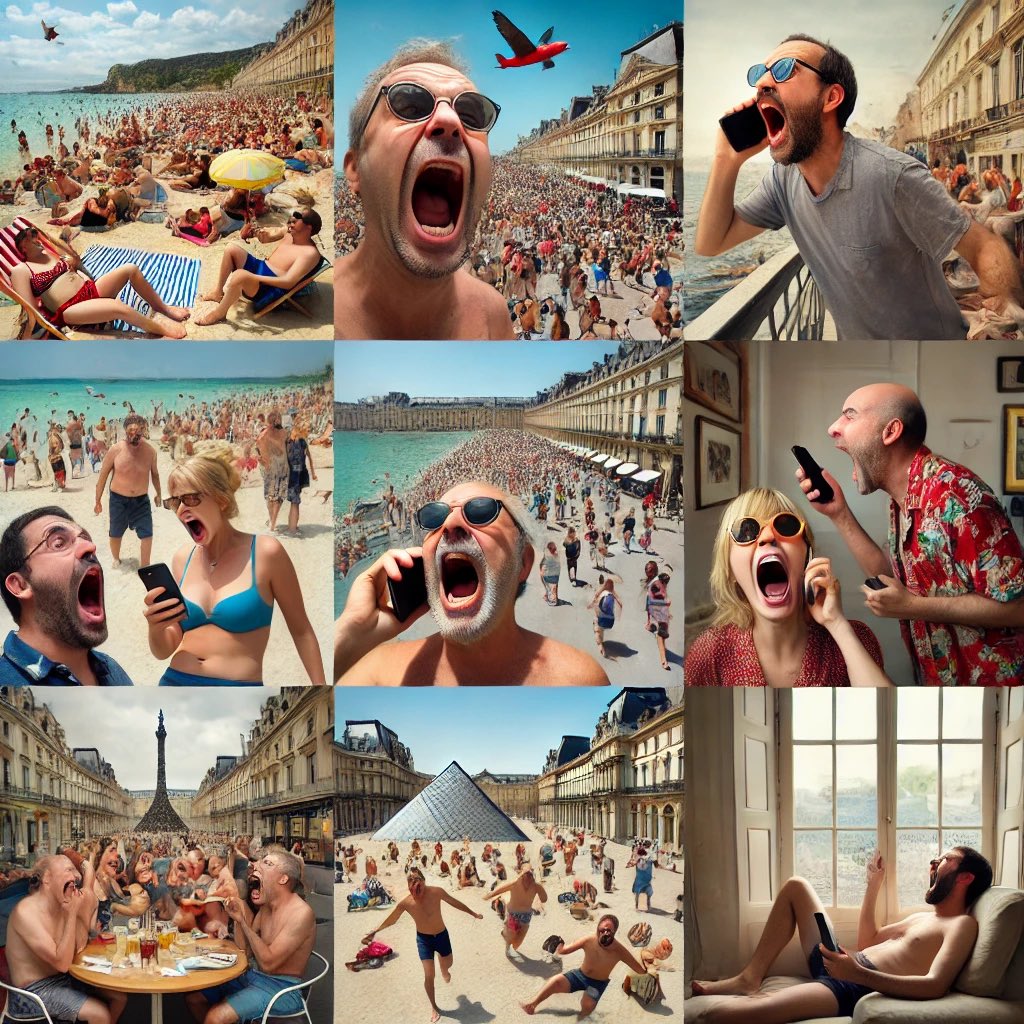 Il mistero del perché la gente d’estate urli ovunque: In spiaggia, in ristorante, in strada, al museo, in casa, ovunque. 
Forse si credono sui social.