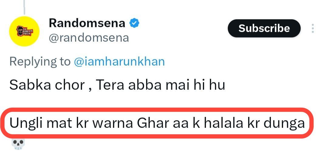 HALCON_5059's tweet photo. Watch this Hindu terrorist @randomsena openly threaten to kill a indian Muslim 
ALL EYES ON INDIAN MUSLIMS 
#SaveIndianMuslims 
#AllEyesOnIndianMuslims
#Indianmuslims
#Hinduterrorists https://t.co/4cpSSBc377