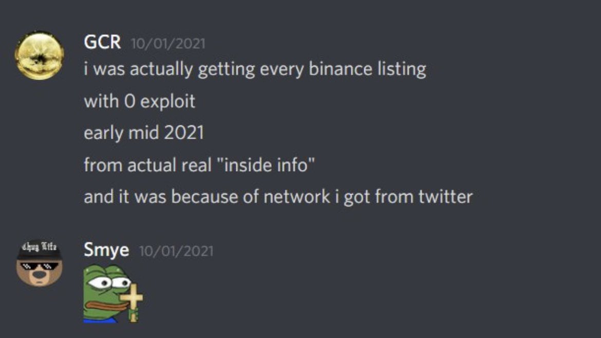 SecInsiderr's tweet photo. gcr wallets buying 2020-2021 binance listings before the listings were made public, check etherscan and compare the time with listings
yet he defends himself “when you are successful people will throw you rocks”
he acts like I am the one lying https://t.co/DF7JMfzlpH