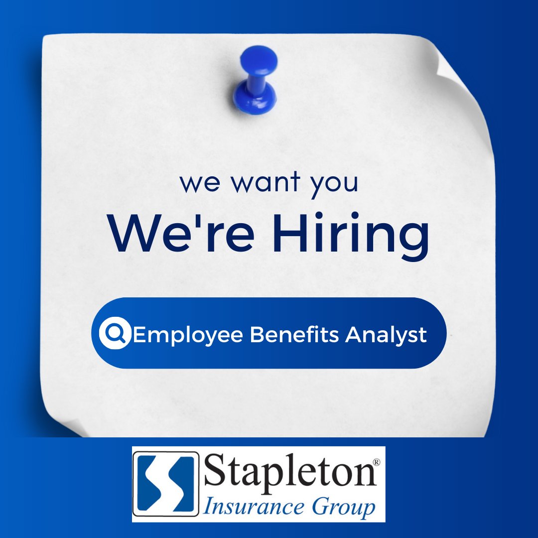 Join Our Team!  Visit our website to view and apply for the position:  stapletoninsurance.com/join-our-team/