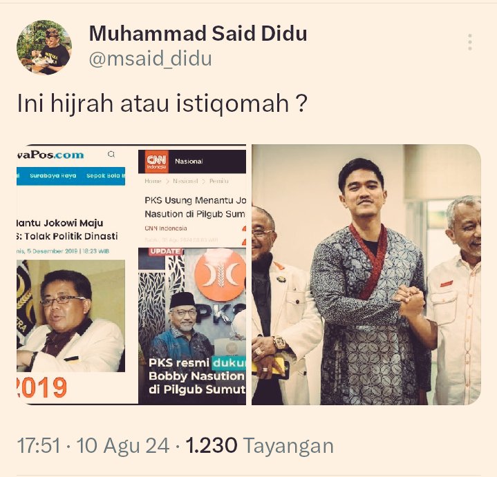 FaiNomady's tweet photo. "Taubat". Selama ini salah jalan jadi oplosan?? #DemonCrazy
Bicara partai bukanlah bicara grassroot tapi para petingginya. Grassroot cuma dikeruk suaranya.
Btw, sepertinya Klaus Schwab happy lihat PKS berkolaborasi dgn PSI.
Para "diehard" PKS nggak usah emosi ya. ๐๐๐ค https://t.co/x6mS37jb7n