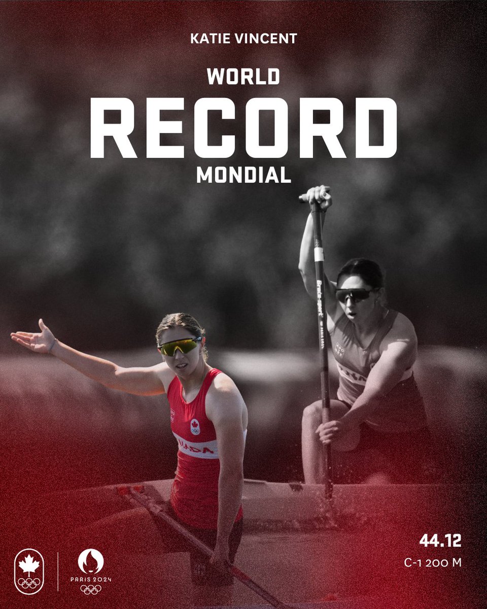 Katie Vincent has won #TeamCanada's first ever Olympic gold medal in any women's canoe or kayak event ➕ She paddled to a world best time of 44.12 👏🇨🇦