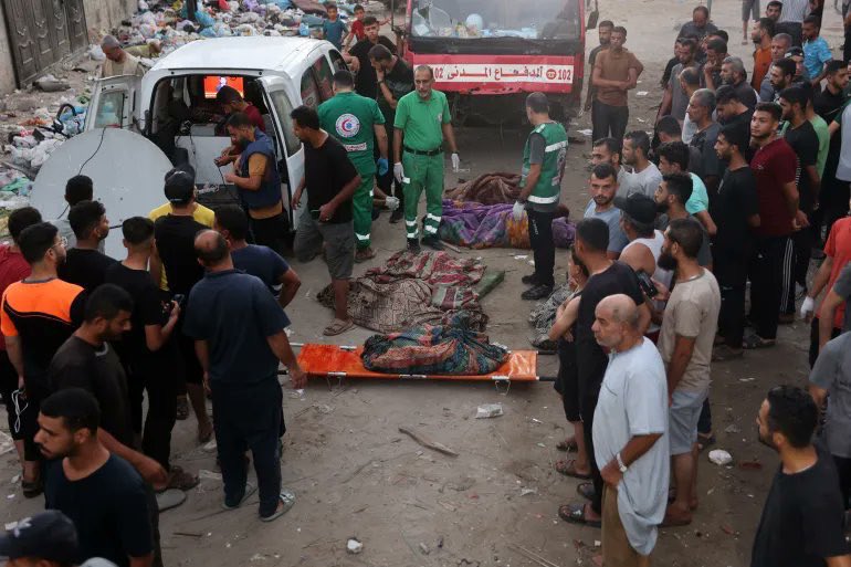AbujomaaGaza's tweet photo. Israeli occupation committed a horrible massacre killing more than 100 displaced people in a school in #Gaza just a couple of hours after getting American military aid worth $3.5 billion! https://t.co/FtNnipJvBP