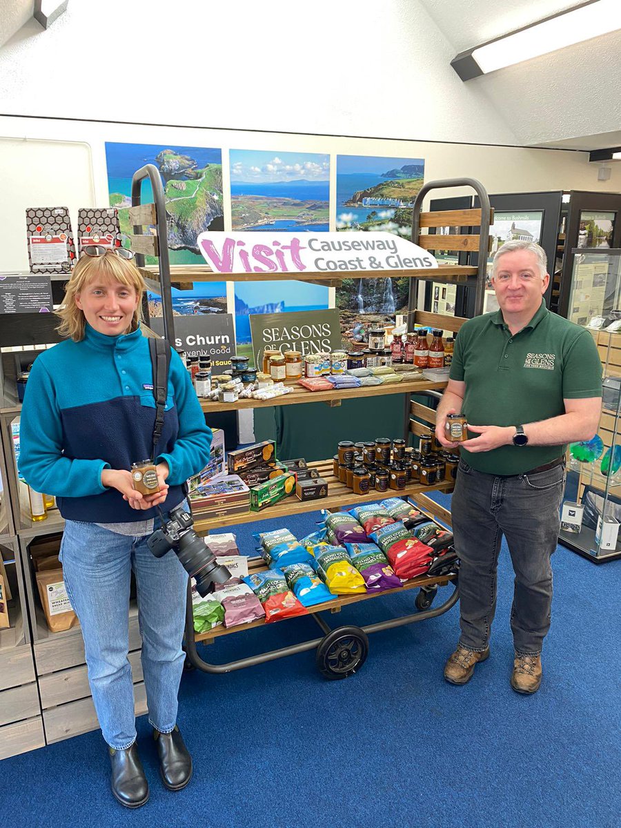 Visit Causeway Coast & Glens (@visitcauseway) on Twitter photo Welcome to Bushmills, Anna of <a href="/NatGeo/">National Geographic</a> <a href="/NatGeoTravel/">Nat Geo Travel</a> Food Magazine, who has been checking out our local food scene with <a href="/CausewayFoodie/">Causeway Foodie Tour</a> and <a href="/NITouristBoard/">Tourism NI</a>, including some tasty @SeasonsGlens that’s stocked in our Bushmills Visitor Centre.
Enjoy the rest of your travels, Anna! Welcome to Bushmills, Anna of <a href="/NatGeo/">National Geographic</a> <a href="/NatGeoTravel/">Nat Geo Travel</a> Food Magazine, who has been checking out our local food scene with <a href="/CausewayFoodie/">Causeway Foodie Tour</a> and <a href="/NITouristBoard/">Tourism NI</a>, including some tasty @SeasonsGlens that’s stocked in our Bushmills Visitor Centre.
Enjoy the rest of your travels, Anna!