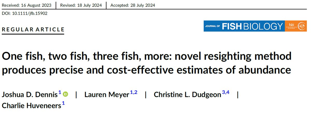 Charlie Huveneers (@huveneerssseg) on Twitter photo First PhD paper of <a href="/JDennis_Sci/">Joshua Dennis</a>
On his quest to count the number of pesky trevally at the Neptune Islands, he came up with, tested, and compare 3 new survey methods to estimate abundance of schooling pelagic fish.
Full study: doi.org/10.1111/jfb.15… First PhD paper of <a href="/JDennis_Sci/">Joshua Dennis</a>
On his quest to count the number of pesky trevally at the Neptune Islands, he came up with, tested, and compare 3 new survey methods to estimate abundance of schooling pelagic fish.
Full study: doi.org/10.1111/jfb.15…