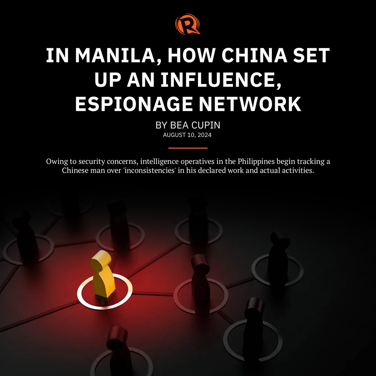 rapplerdotcom's tweet photo. EXCLUSIVE: As COVID-19 restrictions were slowly easing around the world, a man identified by Philippine intelligence operatives as an agent of China’s Ministry of State Security (MSS) quietly slipped into the country, settling into a comfy, high-end condominium complex in one of Metro Manila’s posh enclaves. https://t.co/yQfJ00PT3o