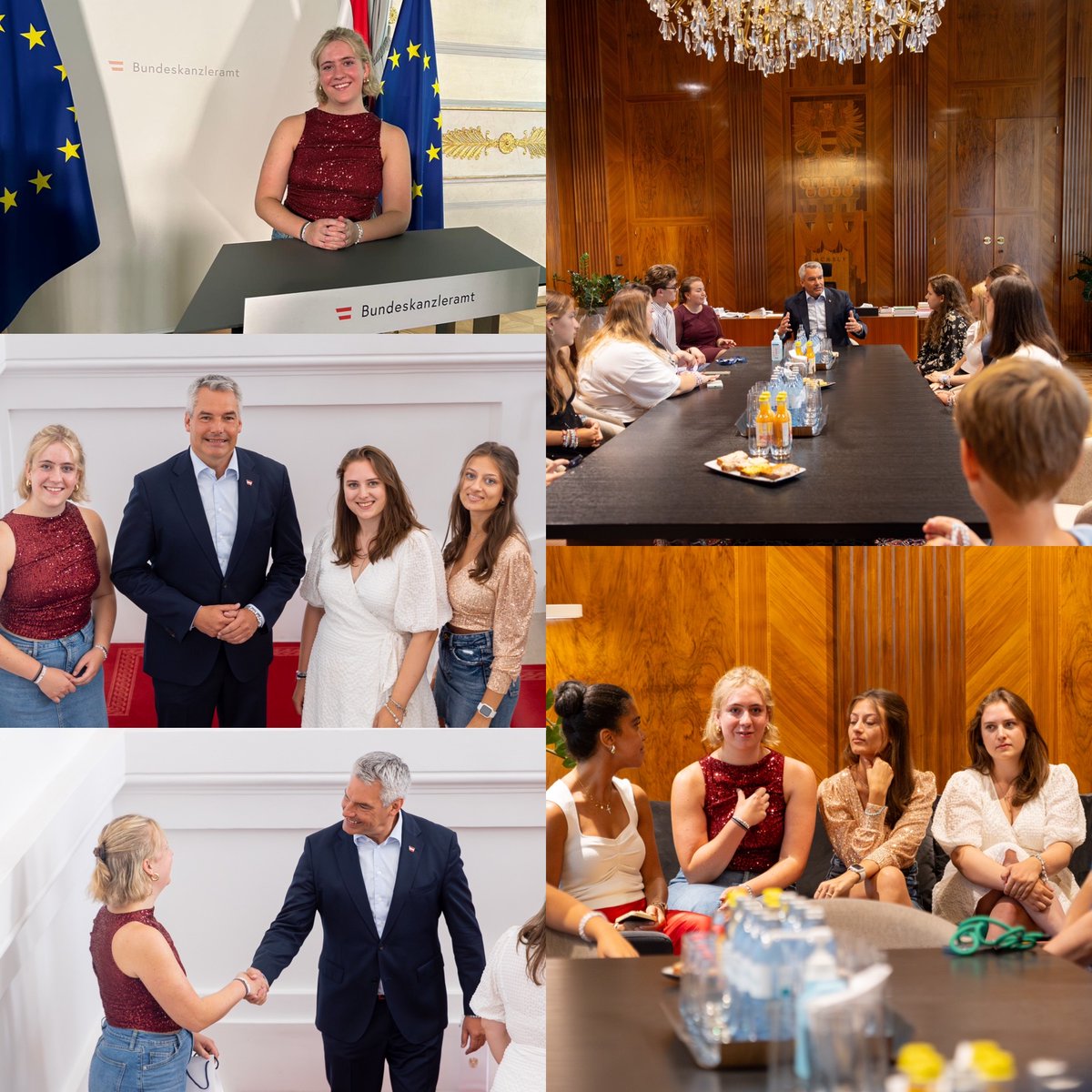 ccchwojka's tweet photo. Sehr stolzer Papa! Catharina diskutiert mit dem Bundeskanzler die Absage der TaylorSwift-Konzerte. Auch cool, dass er das ohne Medienrummel macht, einfach um sich zu informieren, warum ihnen Taylor Swift so wichtig ist … #taylorswift #vienna #nehammer #Swifty #prouddad https://t.co/AMzQk1ckXu