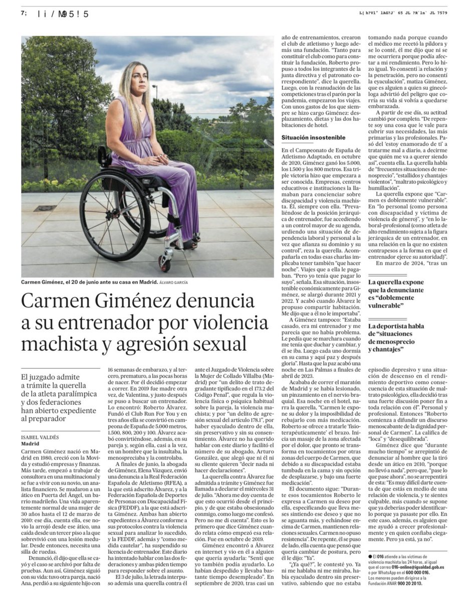 La atleta Carmen Giménez denuncia a su entrenador por violencia machista y agresión sexual. <a href="/FCERMIMujeres/">Fundación CERMI Mujeres</a>