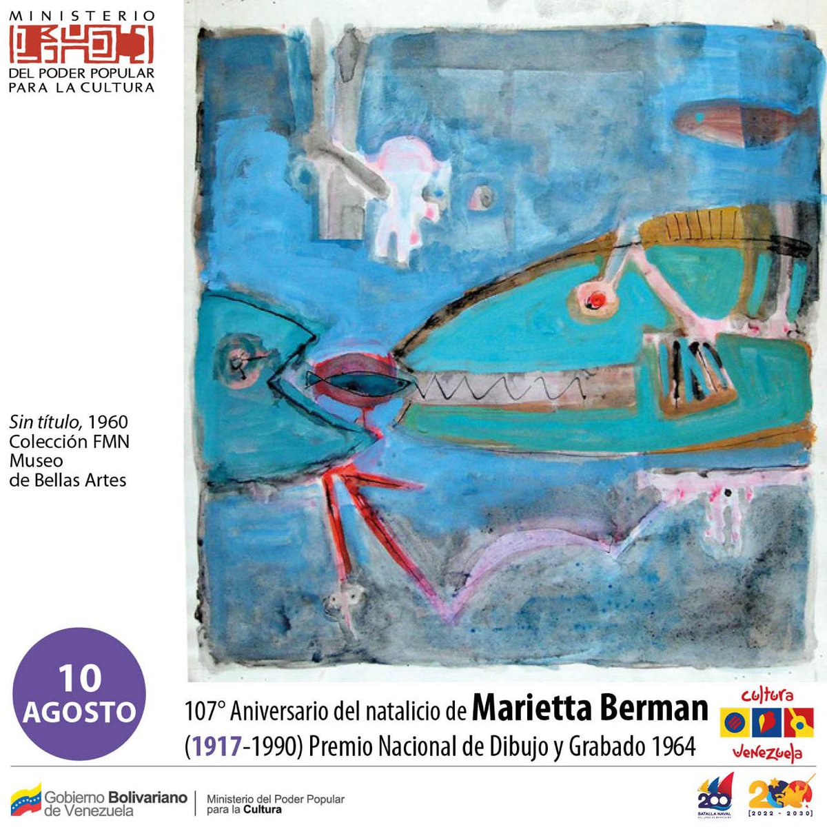 #Efeméride del día | Hoy #10Agos es el 107° Aniversario del natalicio de Marietta Berman (1917-1990). Premio Nacional de Dibujo y Grabado en 1964.