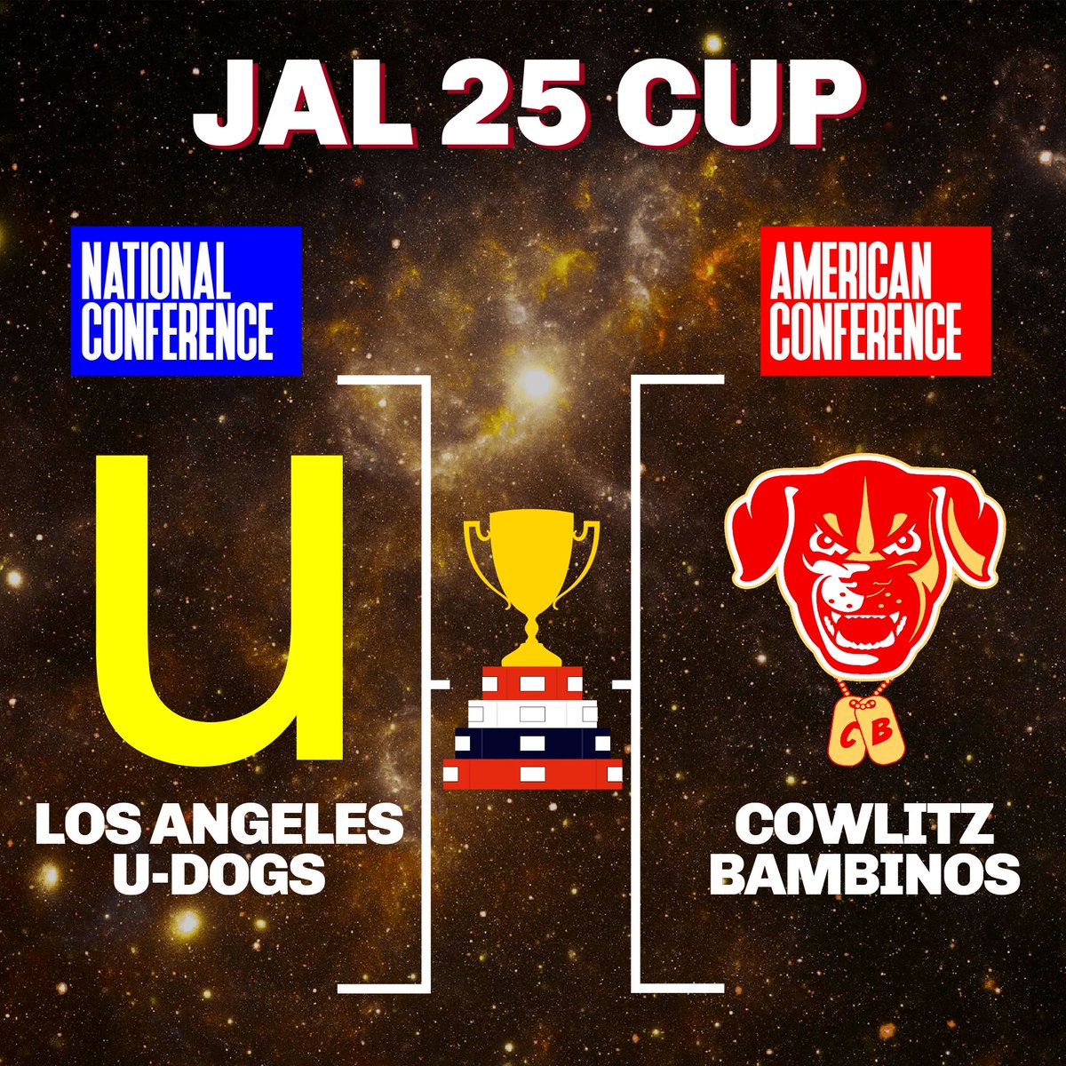 The Cup is set! UNDERDOGS. BAMBINOS. For the Championship! 🪐🏆 

Starting soon on Facebook Live. 📺