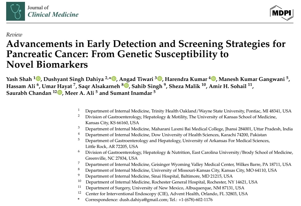 Dushyant Singh Dahiya, MD (@dushdahiya) on Twitter photo 🌟New Pub🌟
Advancements in Early Detection - Pancreatic Cancer📈
mdpi.com/2077-0383/13/1…
<a href="/yashu211996/">Yash Shah MD</a> @angadtiwari49 <a href="/mk_gangwani/">Manesh Kumar Gangwani, MD MPH</a> <a href="/hassamalii/">Hassam Ali, MD</a> <a href="/UmarHayat216/">Umar Hayat, MD, MPH</a> <a href="/AlsakarnehSaqr/">Saqr Alsakarneh, MD, MSc</a> <a href="/sahibs559/">Sahib Singh, MD</a> <a href="/ShezaMalikMD/">Sheza Malik</a> @Amirhsohail <a href="/SChandanMD/">Saurabh Chandan, MD</a> <a href="/SumantInamdar/">Sumant Inamdar</a> #GITwitter #MedTwitter #MedEd <a href="/KU_GIHep/">University of Kansas Gastroenterology & Hepatology</a> 🌟New Pub🌟
Advancements in Early Detection - Pancreatic Cancer📈
mdpi.com/2077-0383/13/1…
<a href="/yashu211996/">Yash Shah MD</a> @angadtiwari49 <a href="/mk_gangwani/">Manesh Kumar Gangwani, MD MPH</a> <a href="/hassamalii/">Hassam Ali, MD</a> <a href="/UmarHayat216/">Umar Hayat, MD, MPH</a> <a href="/AlsakarnehSaqr/">Saqr Alsakarneh, MD, MSc</a> <a href="/sahibs559/">Sahib Singh, MD</a> <a href="/ShezaMalikMD/">Sheza Malik</a> @Amirhsohail <a href="/SChandanMD/">Saurabh Chandan, MD</a> <a href="/SumantInamdar/">Sumant Inamdar</a> #GITwitter #MedTwitter #MedEd <a href="/KU_GIHep/">University of Kansas Gastroenterology & Hepatology</a>