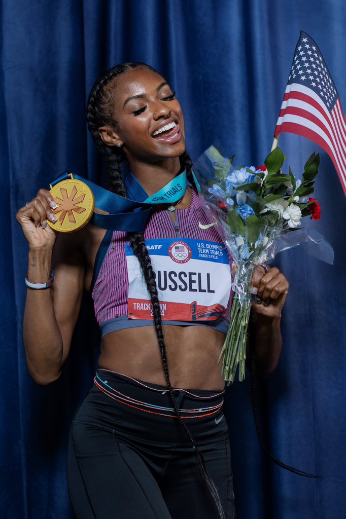 coachE_Calhoun's tweet photo. Add Olympic Champion to her name!!! Major congratulations to DMV’s own @masai_russell for bringing home the GOLD medal in the women’s 100m hurdles!!!🥇🇺🇸

📸 Me | @BlkWomenPhoto | @tracktownusa 

#parisolympics #teamusa https://t.co/n6ITKiWxlq