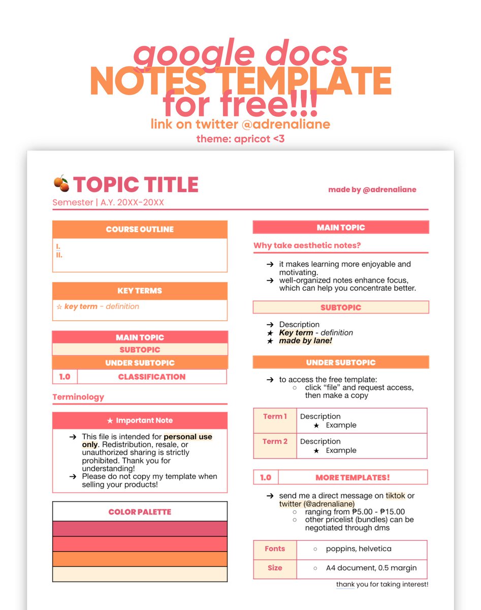 adrenaliane's tweet image. — 🖇🖇 gdocs template for digital notes &amp;amp; transes !! 🧾

 #studytwt #studyspo #studytwtph