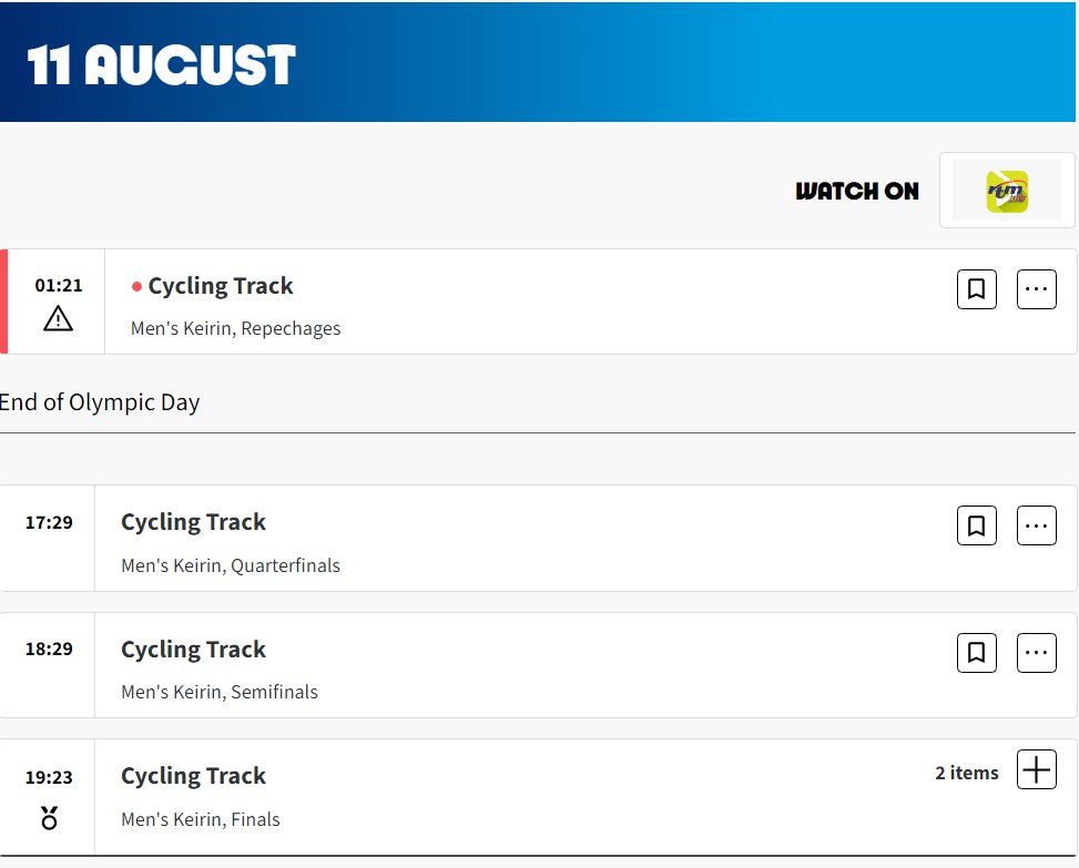 craigansibin's tweet photo. Jadual Aksi Malaysia 🇲🇾di #SukanOlimpik esok!
🗓️ 11 Ogos (Ahad)
⏰ Waktu Malaysia

Share & Bookmark 🔖!

#CyclingTrack - Shah Firdaus Sahrom

11 Ogos (Ahad)
5:29 PM - 🚴‍♂️ Men's Keirin (Quarterfinals)
6:29 PM - 🚴‍♂️ Men's Keirin (Semifinals)
7:23 PM - 🚴‍♂️ Men's Keirin (Finals)

Acara terakhir melibatkan atlet negara, sama-sama kita doakan kejayaan @shahfirdaus95. 

Where to Watch / Live Streaming Links

1. RTM Sukan Olimpik / RTM Klik (App): https://t.co/pfdgS9eFO2…

2. Astro / Sooka (App): https://t.co/szKxXXi6kS…

3. Unifi TV (App)

#Paris2024 #Olympics #OlympicGames #KitaSemuaTeamMAS