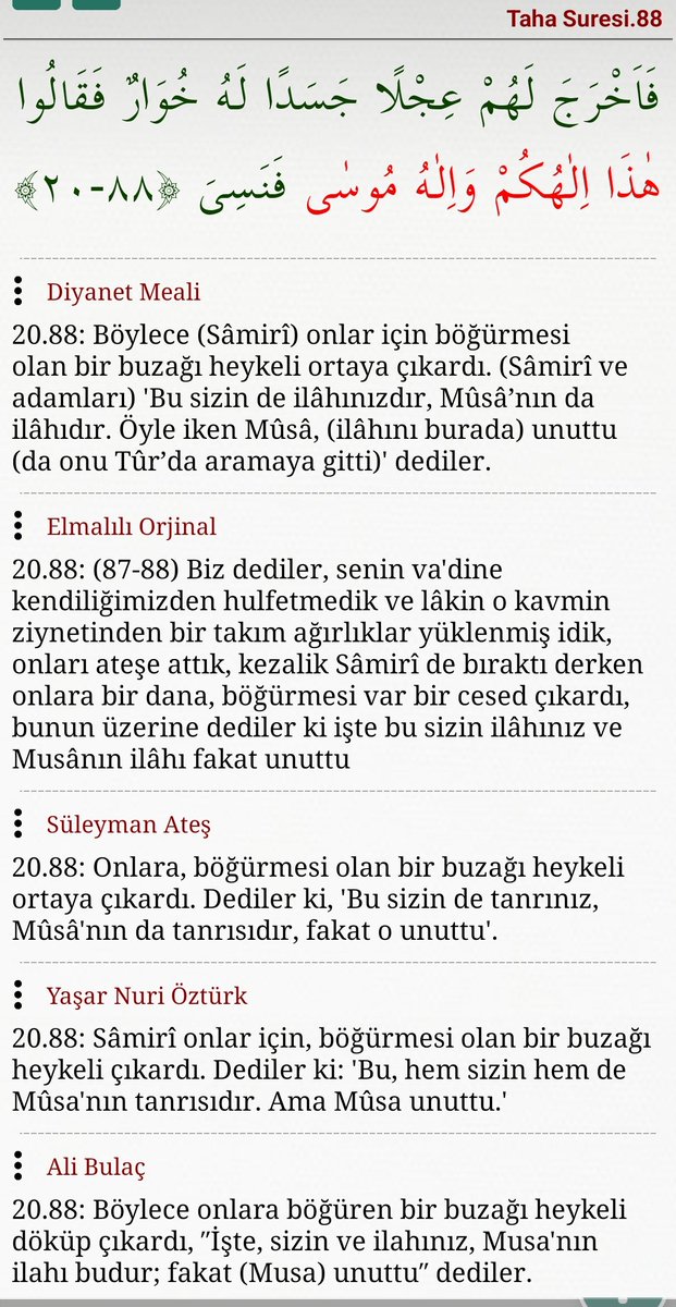 Sabanqul's tweet photo. #Samiri ile #Peygamber arasındaki fark nedir, hangisi daha etkilidir❓

#Samiri:
Bu sizin #ilahınız, #musanın_ilahı da❗
هذا الهكم واله موسى ❗
Tahe20/88-89®️

#Peygamber:
Bu sizin #ilahınız, #benim_İlahım da❗
هذا الهكم والهى❗
هذا الهك و اله اباك ابرهيم❗...
Bakara2/133®️

#Peygamber dediklerinizden hangisinin bu şekilde #İlah tanıtımına #ŞAHİT_LER idiniz❓Yakubun MU ⁉️

ام كنتم شهداء اذ حضر؟ ®️

Ya da,
#Alllah ın helal - haram tanımına, kendisinin #İlah olduğunu söylemesine
#Şahit_ler idiniz mi ❓

ام كنتم شهدا ء؟ ®️
Enam6/144❗

#Samiri daha etkilidir. Ebeveynlerimizin durumu #Samiriliktir❗

Tüm #Din_BAZ lar peygamberin değil,
#SAMİRİ nin mirasçıları dır‼️®️

Kastedilen HAK için El Leh #hidayetliyor {hüdeyler} ❗
الله يهدى للحق ❗
Yunus10/35®️