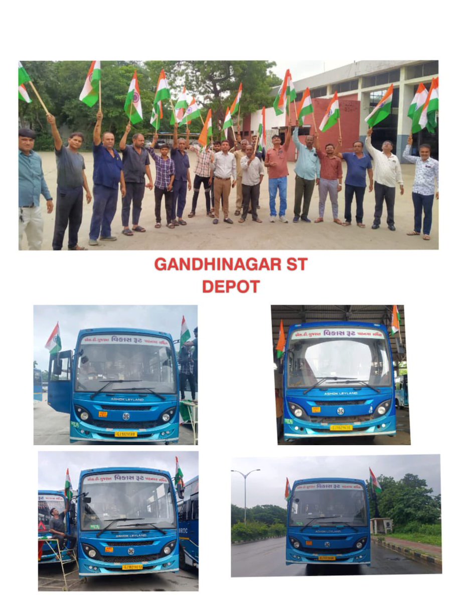 dmgandhinagar's tweet photo. ગાંધીનગર ડેપો ના કર્મચારીઓ જોડાયા હર ઘર તિરંગા અભિયાન ને સંગ

#HarGharTiranga 
@CollectorGnr https://t.co/E6oR4HfVsn