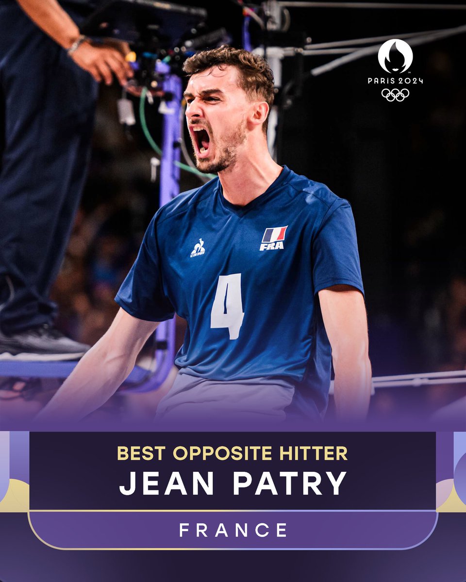 volleyballworld's tweet photo. MEN’S @paris2024 DREAM TEAM ✨ 

🇫🇷 MVP & Best Outside Hitter: Earvin Ngapeth 

🇫🇷 Best Outside Hitter: Trévor Clévenot 

🇫🇷 Best Setter: Antoine Brizard 

🇫🇷 Best Opposite: Jean Patry 

🇫🇷 Best Libero: Jenia Grebennikov

🇵🇱 Best Middle Blocker: Jakub Kochanowski

🇺🇸 Best Middle Blocker: Taylor Averill

 ✨ May you continue to shine and congratulations!

🏐 #volleyball #Paris2024