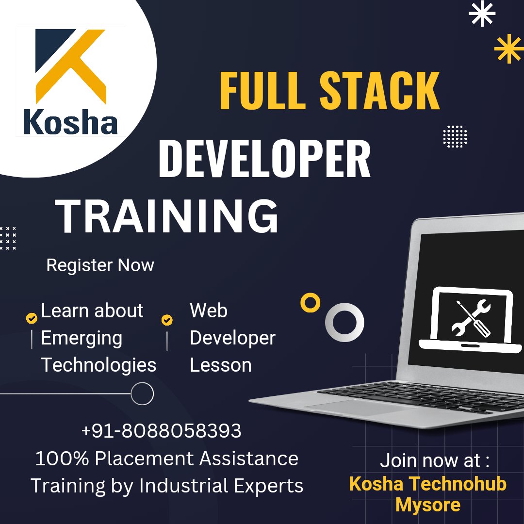 KoshaTechnohub's tweet photo. Enhance your skills and build your career with live project experience! Join our Full Stack Developer Training at Kosha Technohub Pvt Ltd, Mysore. Limited seats available, don't miss out! 
Call +91-8088058393 now and secure your spot!
#training #fullstackdevelopment #devopsjobs https://t.co/uuQwoP3KFH
