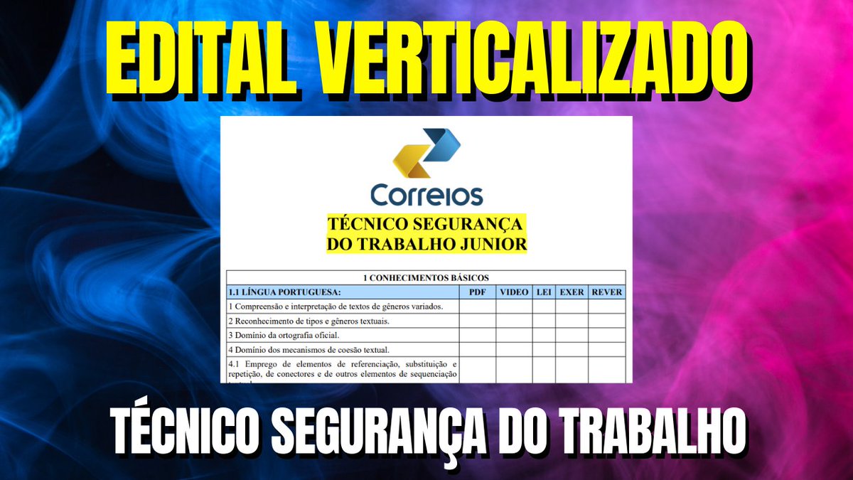 sereimembro's tweet photo. TÉCNICO SEGURANÇA DO TRABALHO JUNIOR - CORREIOS 2024  - Edital Verticalizado  https://t.co/SIZ0JbT4PE https://t.co/qKq5Bi0BIQ