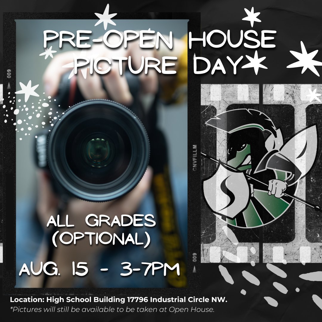 📣 REMINDER: Your student can avoid long lines for school pictures at Open House by attending Spectrum's (optional) pre-open house picture day. 📸 Stop by the high school building on August 15📅 from 3:00PM-7:00PM. #SpectrumSting #BackToSchool