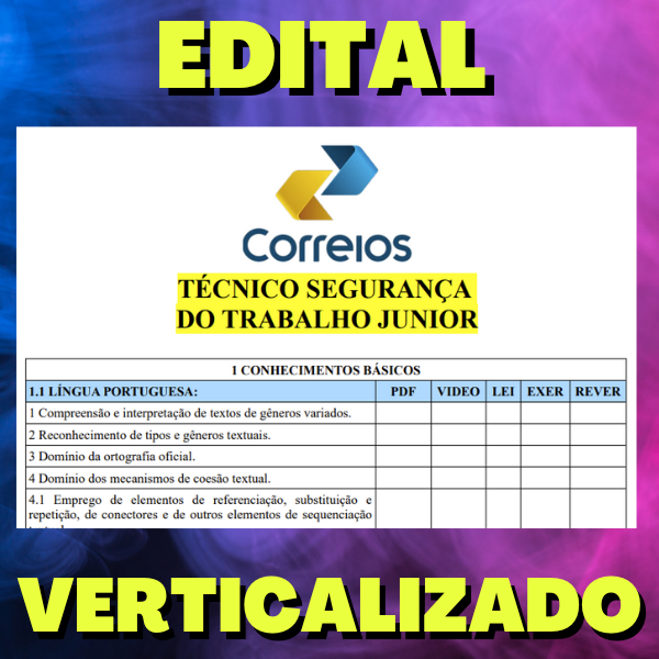sereimembro's tweet photo. TÉCNICO SEGURANÇA DO TRABALHO JUNIOR - CORREIOS 2024  - Edital Verticalizado https://t.co/1gmgkPClAi https://t.co/B5V94BMd3D