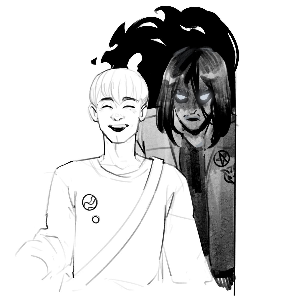 At the request of labour🫶
My old stuff that I’m not going to finalise
The idea was that boys are walking out of some building, and people around are confused how this sweet angel like Mimi can live with this shabby angry dog