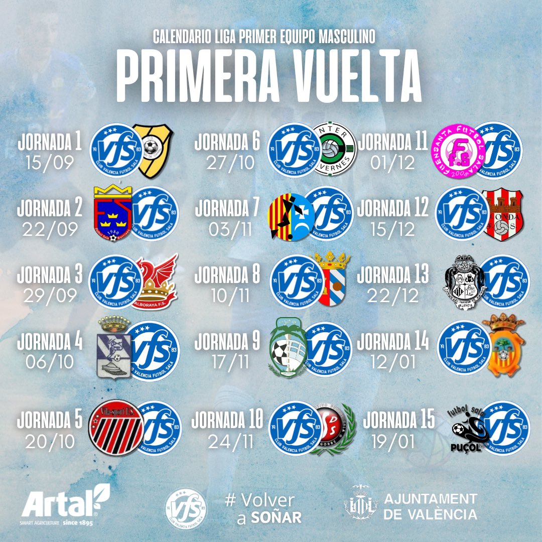 📅 | CALENDARIO SENIOR NACIONAL

🏠 Jornada 01 🆚 Màgic Castelló
🏠 Jornada 30 🆚 Puçol FS