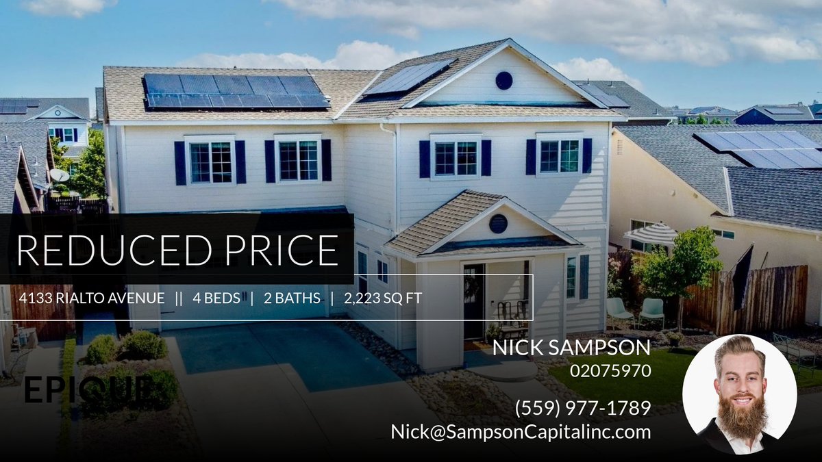 🎉 Price Improvement Alert! 🎉

🌟 Why Wait? 🌟
This stunning home is now even more affordable! 
4133 Rialto Avenue in Clovis won't last long. Seize the chance to make it yours today. Reach out here or at (559) 977-1789 for more ... homeforsale.at/4133_RIALTO_AV…