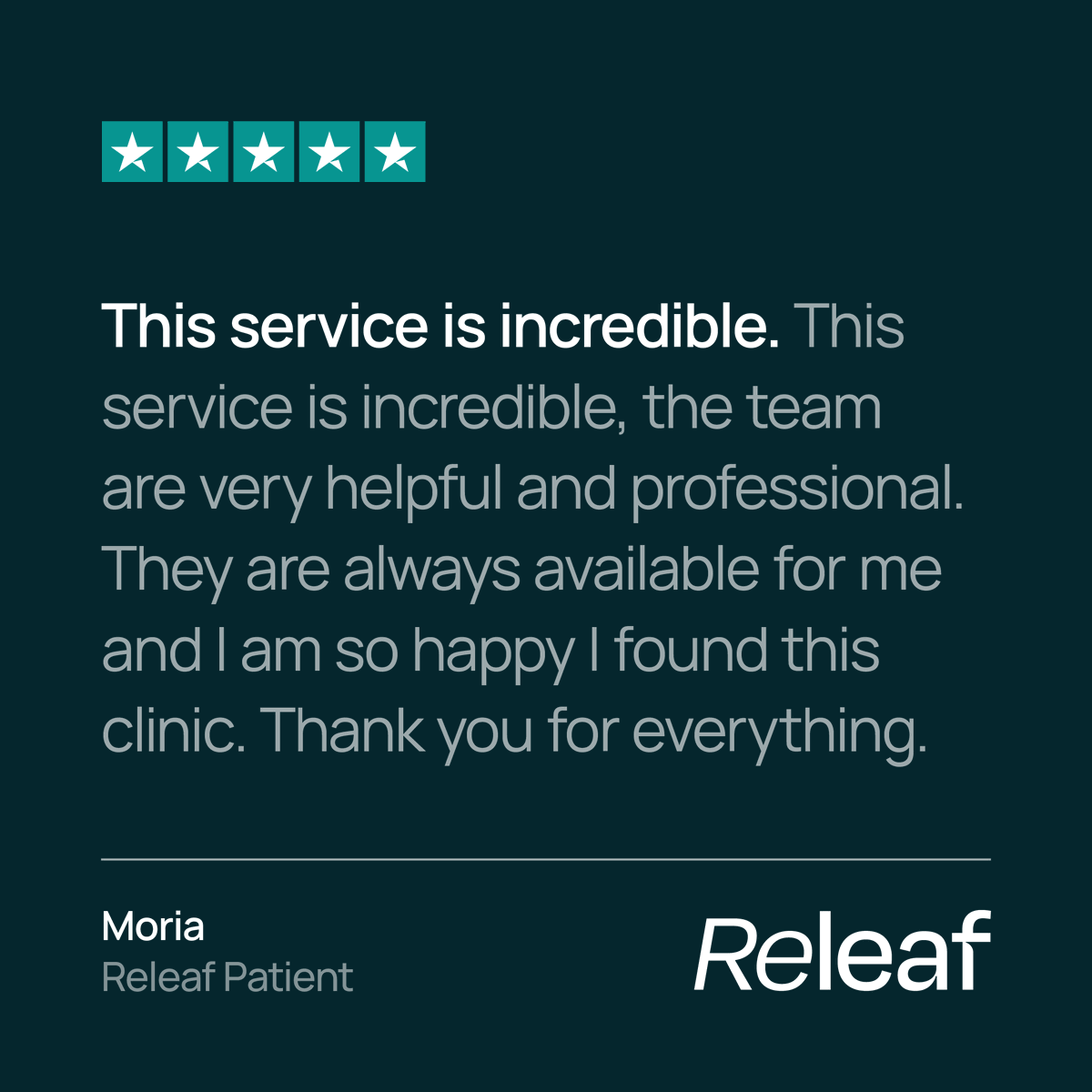 releaf_uk's tweet photo. Thank you Moria for your kind words! We always strive to give our patients the best care and support in their treatment journey.  🙌

Want to find out if you're eligible? Visit https://t.co/tPYQCFm3Ml today.

#releafclinic #medicalcanna #cannahealth https://t.co/l7ykCZFpLD