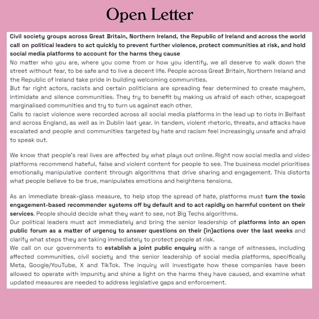 RABHARTA (@rabhartaparty) on Twitter photo We support the <a href="/hope_courage_ie/">Hope and Courage Collective</a> open letter! We must ban recommender systems on social media, so that algorithms no longer amplify the far-right online. We deserve to have control over what we see online! #RecommenderSystems #Algorithms #FarRight We support the <a href="/hope_courage_ie/">Hope and Courage Collective</a> open letter! We must ban recommender systems on social media, so that algorithms no longer amplify the far-right online. We deserve to have control over what we see online! #RecommenderSystems #Algorithms #FarRight