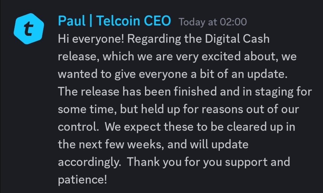 WoodsWoods1111's tweet photo. This is all we know now. Read these 4 messages. Yes..delayed but in my opinion still Bullish. #tel $tel #tecoin #telfam https://t.co/PrhYs3gC7r
