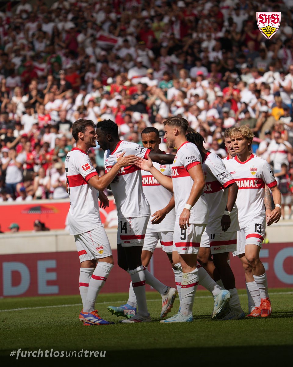 VfB's tweet photo. 🎶 Der Neckar, der wird weiter fließen…
…Du wirst weiter Tooooore schießen 🎶⚽️

#VfB | #VfBATH 2:0 (34.) https://t.co/BP2VGZ7Oib