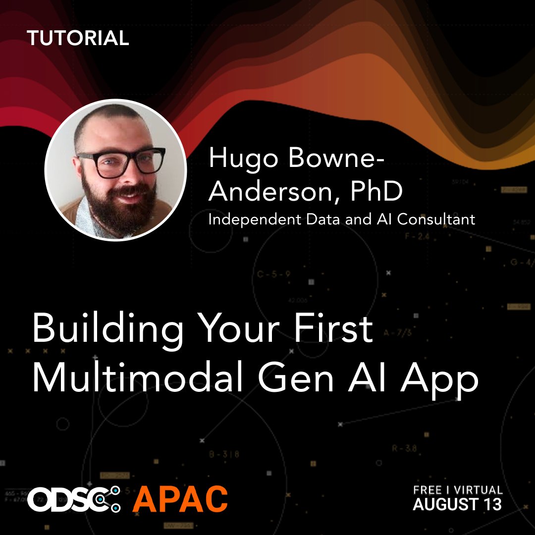 _odsc's tweet image. We are thrilled to announce that Hugo Bowne-Anderson, an Independent #Data and #AI Consultant, highly experienced instructor and host of the industry podcast Vanishing Gradients, will be speaking at #ODSCAPAC on August 13th.

✅ Register for Free 🔥
hubs.li/Q02KNrLn0