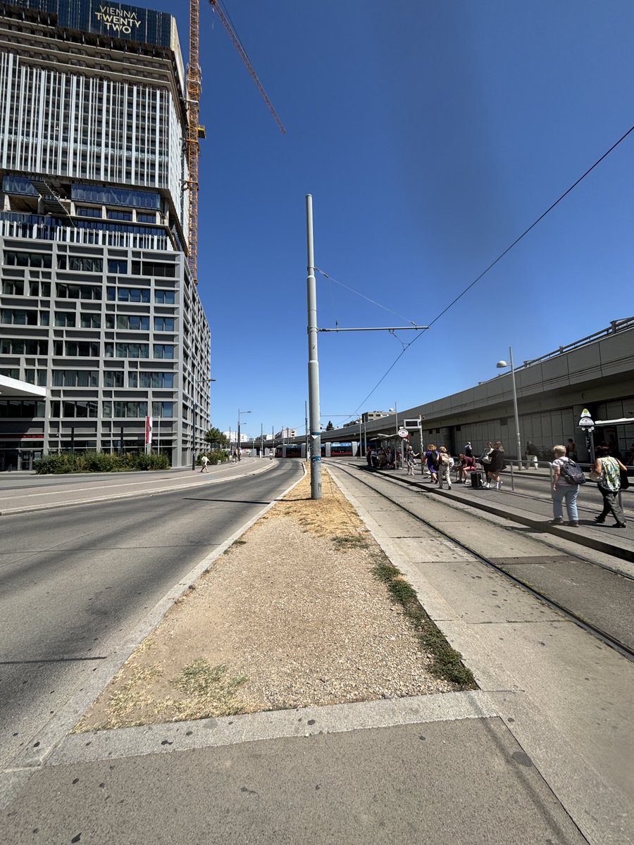 HSequenz's tweet photo. Das Entree des NEU errichteten Bezirksamts Donaustadt. Eine glühende Betonwüste.
Eingemietet in der Benkohütte Vienna Twenty Two.
Die Bim-Station vis-a-vis in der prallen Sonne. https://t.co/NKdLijqBLH