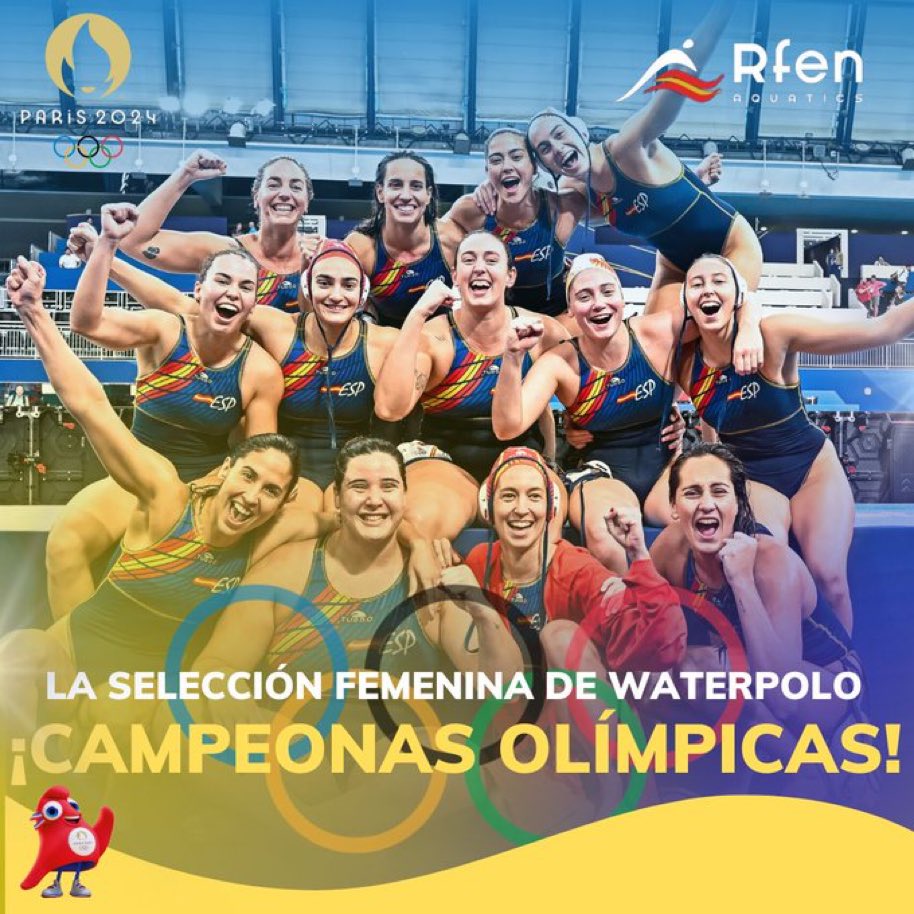 Por fin llega el ORO para este equipo!!Enorme está selección, las Guerreras del agua que se han impuesto 9-11 en la final olímpica ante Australia. 💪🏼