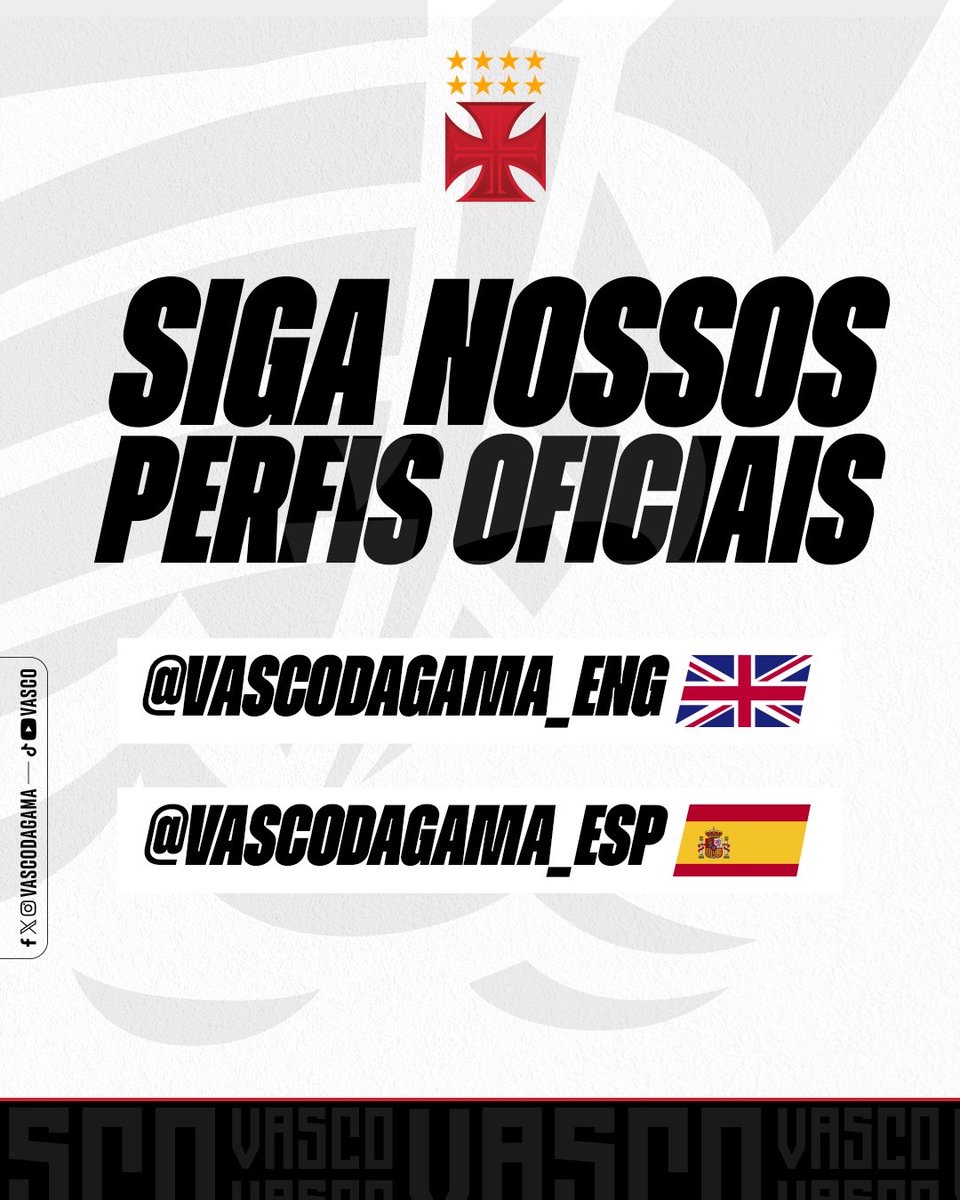 VascodaGama's tweet photo. 🗣️🇬🇧🇪🇸

Vocês que já conheciam a conta oficial do Gigante da Colina em inglês, agora também podem acompanhar o conteúdo cruzmaltino em espanhol!

Siga nossos perfis oficiais!
🇬🇧: @vascodagama_eng
🇪🇸: @vascodagama_esp

#VascoDaGama https://t.co/WGfwKvX0Jv