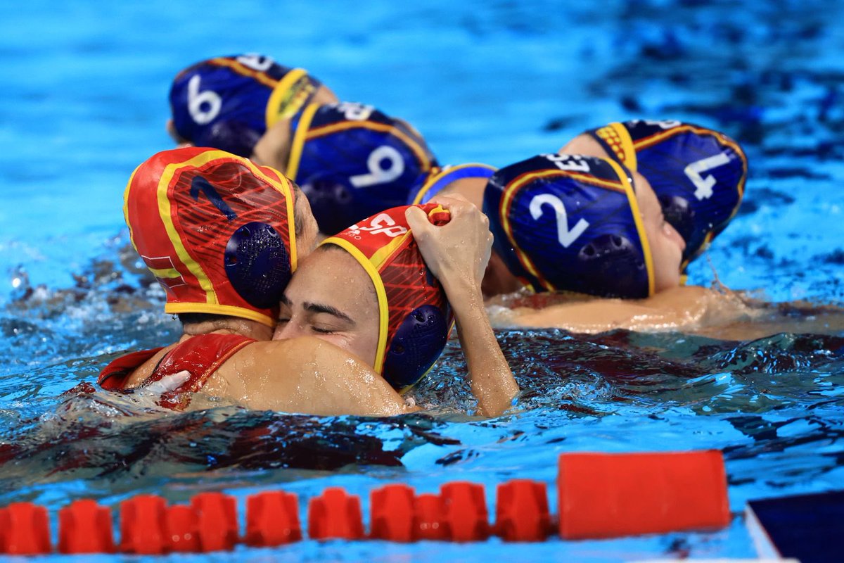 WorldAquatics's tweet photo. Celebrations can begin! Congratulations 🇪🇸Team Spain #waterpolo #Paris2024 https://t.co/wE0C17UiMe