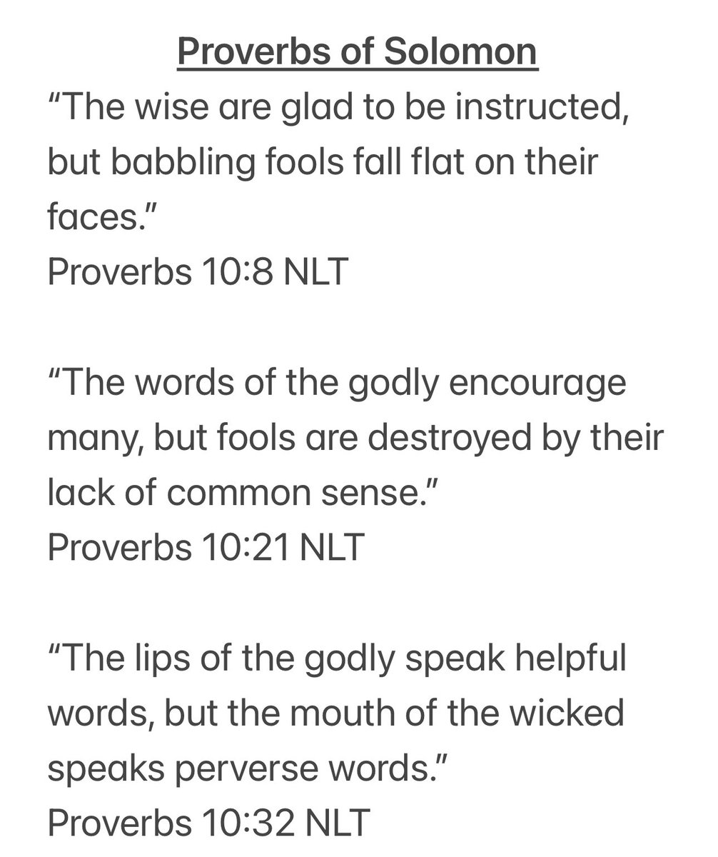 TonyDungy's tweet photo. Proverbs Chapter 10 begins Solomon’s Proverbs which are biblical advice for living a godly life. They’re quick reminders of godly principles that we should use to guide our steps. In Chapter 10 he talks about controlling our tongues, accepting correction, being honest and working hard. The words we use tell a lot about us. Are we honest and sincere?  Are we encouraging?  Are we helpful?  Those are the type of words that are pleasing to God.